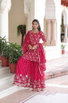 KA 1210 Faux Georgette Kurti With Sharara Dupatta Wholesalers In Delhi